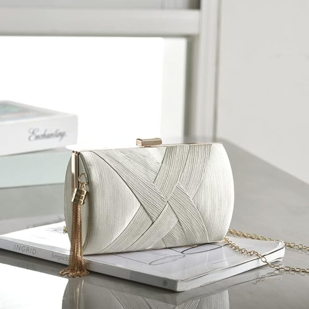 Neiman Marcus Silk Nightclub Silver Clutch Purse - Picture 5 of 5
